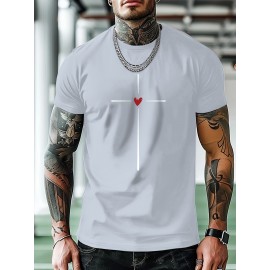 Mens Love Heart Graphic Tee - Comfortable Short Sleeve Crew Neck - Perfect Casual Summer Outdoor Shirt