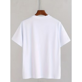 Men's Novelty Geometric Print T-Shirt - Casual Polyester Crew Neck Tee, Non-Transparent, Knit Fabric