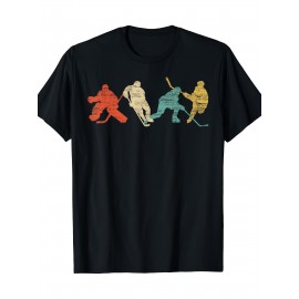 Men's Vintage-Inspired Ice Hockey Graphic Tee - Soft Cotton, Crew Neck, Short Sleeve - Perfect for Casual Wear & Gifts