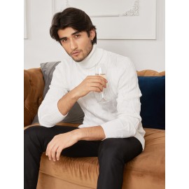 Men's Slim Fit Turtleneck Pullover - Casual Long Sleeve Knit Sweater, Machine Washable