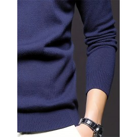1pc Men'S Casual Crew Neck Viscose Knit Sweater - Solid Color Pullover with Medium Stretch, Regular Fit, Long Sleeve - Knit Fabric Sweatshirt for Autumn and Winter 1pc Men'S Casual Crew Neck Viscose Knit Sweater - Solid Color Pullover with Medium Stretch, Regular Fit, Long Sleeve - Knit Fabric Sweatshirt for Autumn and Winter