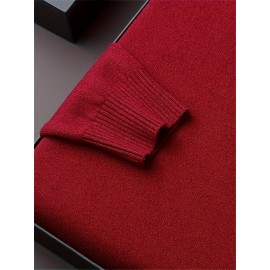 1pc Men'S Casual Crew Neck Viscose Knit Sweater - Solid Color Pullover with Medium Stretch, Regular Fit, Long Sleeve - Knit Fabric Sweatshirt for Autumn and Winter 1pc Men'S Casual Crew Neck Viscose Knit Sweater - Solid Color Pullover with Medium Stretch, Regular Fit, Long Sleeve - Knit Fabric Sweatshirt for Autumn and Winter