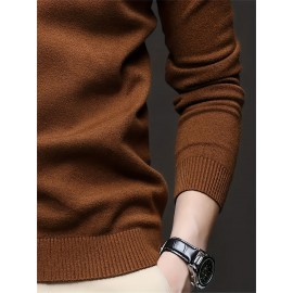 1pc Men'S Casual Crew Neck Viscose Knit Sweater - Solid Color Pullover with Medium Stretch, Regular Fit, Long Sleeve - Knit Fabric Sweatshirt for Autumn and Winter 1pc Men'S Casual Crew Neck Viscose Knit Sweater - Solid Color Pullover with Medium Stretch, Regular Fit, Long Sleeve - Knit Fabric Sweatshirt for Autumn and Winter