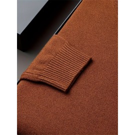 1pc Men'S Casual Crew Neck Viscose Knit Sweater - Solid Color Pullover with Medium Stretch, Regular Fit, Long Sleeve - Knit Fabric Sweatshirt for Autumn and Winter 1pc Men'S Casual Crew Neck Viscose Knit Sweater - Solid Color Pullover with Medium Stretch, Regular Fit, Long Sleeve - Knit Fabric Sweatshirt for Autumn and Winter