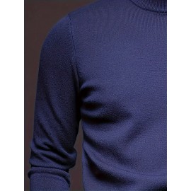 1pc Men'S Casual Crew Neck Viscose Knit Sweater - Solid Color Pullover with Medium Stretch, Regular Fit, Long Sleeve - Knit Fabric Sweatshirt for Autumn and Winter 1pc Men'S Casual Crew Neck Viscose Knit Sweater - Solid Color Pullover with Medium Stretch, Regular Fit, Long Sleeve - Knit Fabric Sweatshirt for Autumn and Winter