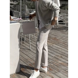 Men'S Casual V-Neck Cardigan, Polyester Knit Fabric, Solid Color, Long Sleeve, Loose Fit, with Button Detail, for Fall/Winter Collection