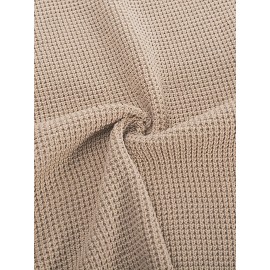Men Waffle Textured Sweater Long Raglan Sleeve Crew Neck Ribbed Cuff Pullover Men Waffle Textured Sweater Long Raglan Sleeve Crew Neck Ribbed Cuff Pullover
