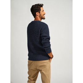 Men Waffle Textured Sweater Long Raglan Sleeve Crew Neck Ribbed Cuff Pullover Men Waffle Textured Sweater Long Raglan Sleeve Crew Neck Ribbed Cuff Pullover
