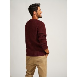 Men Waffle Textured Sweater Long Raglan Sleeve Crew Neck Ribbed Cuff Pullover Men Waffle Textured Sweater Long Raglan Sleeve Crew Neck Ribbed Cuff Pullover