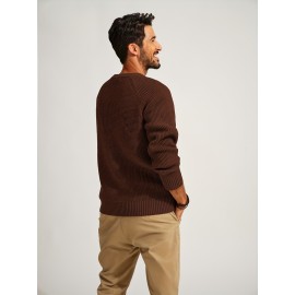 Men Waffle Textured Sweater Long Raglan Sleeve Crew Neck Ribbed Cuff Pullover Men Waffle Textured Sweater Long Raglan Sleeve Crew Neck Ribbed Cuff Pullover