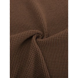 Men Waffle Textured Sweater Long Raglan Sleeve Crew Neck Ribbed Cuff Pullover Men Waffle Textured Sweater Long Raglan Sleeve Crew Neck Ribbed Cuff Pullover