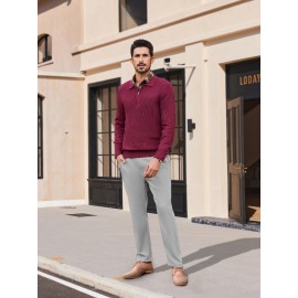 Men'S Casual Chino Pants, Rayon Blend, Non-Stretch, Solid Color, Regular Fit, with Button Detail, for All-Season Woven Flat Front Drawstring Trousers Men'S Casual Chino Pants, Rayon Blend, Non-Stretch, Solid Color, Regular Fit, with Button Detail, for All-Season Woven Flat Front Drawstring Trousers