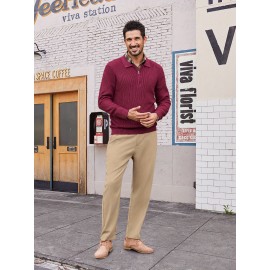 Men'S Casual Chino Pants, Rayon Blend, Non-Stretch, Solid Color, Regular Fit, with Button Detail, for All-Season Woven Flat Front Drawstring Trousers Men'S Casual Chino Pants, Rayon Blend, Non-Stretch, Solid Color, Regular Fit, with Button Detail, for All-Season Woven Flat Front Drawstring Trousers