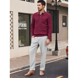 Men'S Casual Chino Pants, Rayon Blend, Non-Stretch, Solid Color, Regular Fit, with Button Detail, for All-Season Woven Flat Front Drawstring Trousers Men'S Casual Chino Pants, Rayon Blend, Non-Stretch, Solid Color, Regular Fit, with Button Detail, for All-Season Woven Flat Front Drawstring Trousers