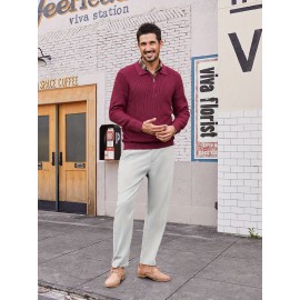 Men'S Casual Chino Pants, Rayon Blend, Non-Stretch, Solid Color, Regular Fit, with Button Detail, for All-Season Woven Flat Front Drawstring Trousers Men'S Casual Chino Pants, Rayon Blend, Non-Stretch, Solid Color, Regular Fit, with Button Detail, for All-Season Woven Flat Front Drawstring Trousers