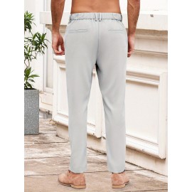 Men'S Casual Chino Pants, Rayon Blend, Non-Stretch, Solid Color, Regular Fit, with Button Detail, for All-Season Woven Flat Front Drawstring Trousers Men'S Casual Chino Pants, Rayon Blend, Non-Stretch, Solid Color, Regular Fit, with Button Detail, for All-Season Woven Flat Front Drawstring Trousers
