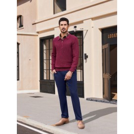Men'S Casual Chino Pants, Rayon Blend, Non-Stretch, Solid Color, Regular Fit, with Button Detail, for All-Season Woven Flat Front Drawstring Trousers Men'S Casual Chino Pants, Rayon Blend, Non-Stretch, Solid Color, Regular Fit, with Button Detail, for All-Season Woven Flat Front Drawstring Trousers