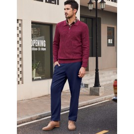 Men'S Casual Chino Pants, Rayon Blend, Non-Stretch, Solid Color, Regular Fit, with Button Detail, for All-Season Woven Flat Front Drawstring Trousers Men'S Casual Chino Pants, Rayon Blend, Non-Stretch, Solid Color, Regular Fit, with Button Detail, for All-Season Woven Flat Front Drawstring Trousers