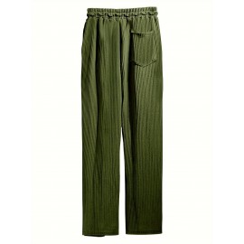 Men's Drawstring Pants Mid Waist Straight Leg Long Pants Casual Solid Color Ribbed Pants Men's Drawstring Pants Mid Waist Straight Leg Long Pants Casual Solid Color Ribbed Pants