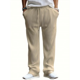 Men's Drawstring Pants Mid Waist Straight Leg Long Pants Casual Solid Color Ribbed Pants Men's Drawstring Pants Mid Waist Straight Leg Long Pants Casual Solid Color Ribbed Pants