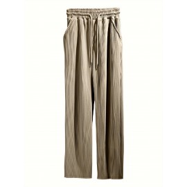 Men's Drawstring Pants Mid Waist Straight Leg Long Pants Casual Solid Color Ribbed Pants Men's Drawstring Pants Mid Waist Straight Leg Long Pants Casual Solid Color Ribbed Pants