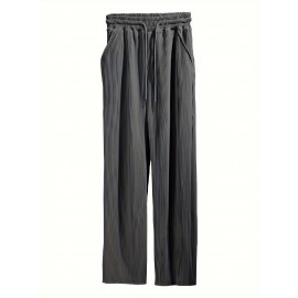 Men's Drawstring Pants Mid Waist Straight Leg Long Pants Casual Solid Color Ribbed Pants Men's Drawstring Pants Mid Waist Straight Leg Long Pants Casual Solid Color Ribbed Pants