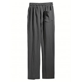Men's Drawstring Pants Mid Waist Straight Leg Long Pants Casual Solid Color Ribbed Pants Men's Drawstring Pants Mid Waist Straight Leg Long Pants Casual Solid Color Ribbed Pants