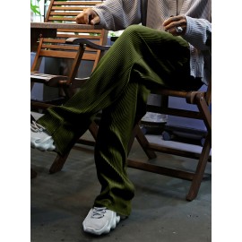 Men's Drawstring Pants Mid Waist Straight Leg Long Pants Casual Solid Color Ribbed Pants Men's Drawstring Pants Mid Waist Straight Leg Long Pants Casual Solid Color Ribbed Pants