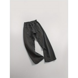 Men's Trendy Solid Color Street Style Loose Fit Pants, Comfy Casual Classic Cotton Trousers For Men's Outdoor Activities