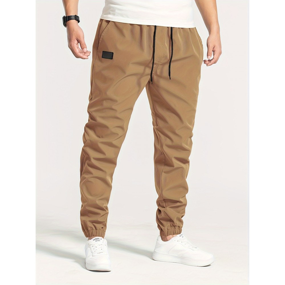 1pc Men'S Casual Polyester Drawstring Sweatpants, Solid Color, Regular Fit, Street Style with Pockets 1pc Men'S Casual Polyester Drawstring Sweatpants, Solid Color, Regular Fit, Street Style with Pockets