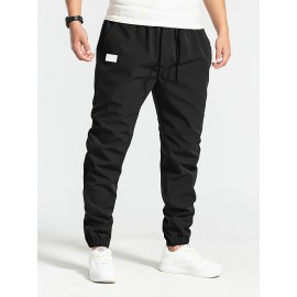 1pc Men'S Casual Polyester Drawstring Sweatpants, Solid Color, Regular Fit, Street Style with Pockets 1pc Men'S Casual Polyester Drawstring Sweatpants, Solid Color, Regular Fit, Street Style with Pockets
