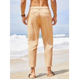 Men's Pants Slim Fit Yoga Beach Pants with Pockets Elastic Waist Lightweight Casual Pants Men's Pants Slim Fit Yoga Beach Pants with Pockets Elastic Waist Lightweight Casual Pants