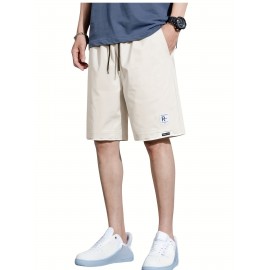 Men's Solid Color Sports Shorts With Drawstring & Pockets, Lightweight Comfy Shorts For Summer Sport And Casual Wear