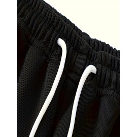 Men's Stripes Decor Sports Shorts With Drawstrings, Elastic Waist Quick-drying Shorts For Summer Daily Outdoor Basketball Sport