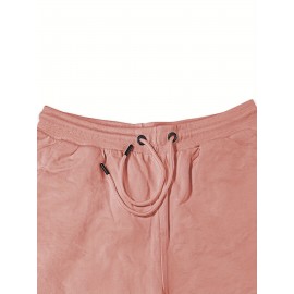 Men'S Casual Halloween-Themed Drawstring Shorts, Cotton Knit Fabric, Solid Color, Regular Fit, Elastic Waistband - Summer Leisure Pants