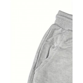 Men'S Halloween-Themed Cotton Shorts, Casual Drawstring Knit Fabric Shorts, Regular Fit, with Slight Stretch, Solid Color Design