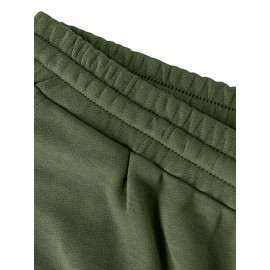 1pc Halloween Pumpkin Smile Print Men'S Casual Cotton Blend Shorts, Slight Stretch Knit Fabric, Regular Fit Sports Shorts