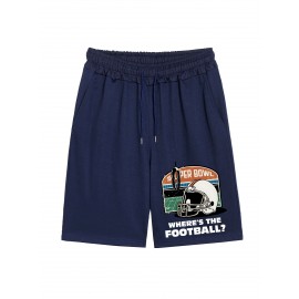 Men's Casual Drawstring Shorts - Comfy Polyester, Printed Design for Summer Sports & Beach Wear