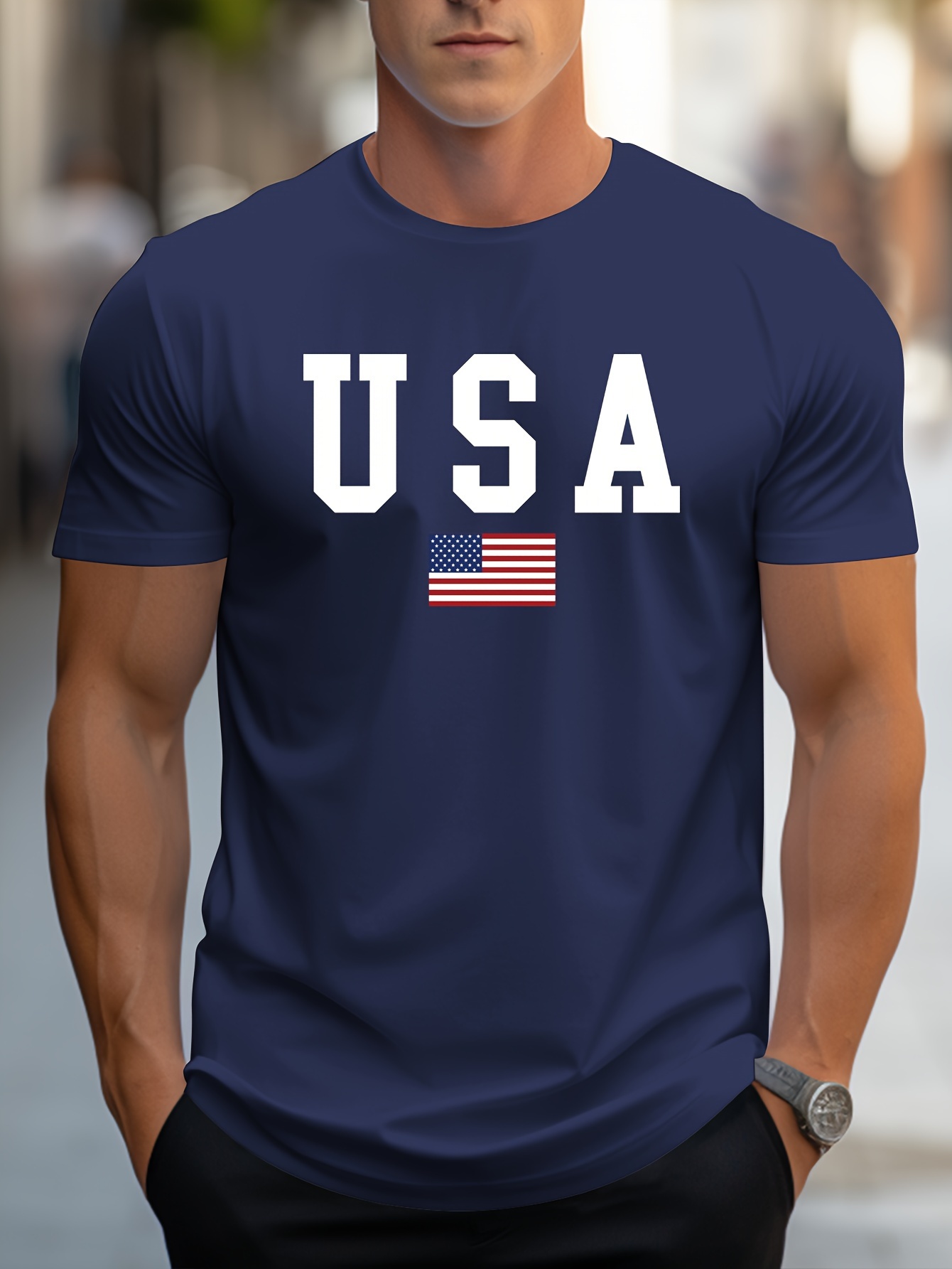 crew neck usa print mens fashionable summer short sleeve sports t shirt comfortable and versatile details 20