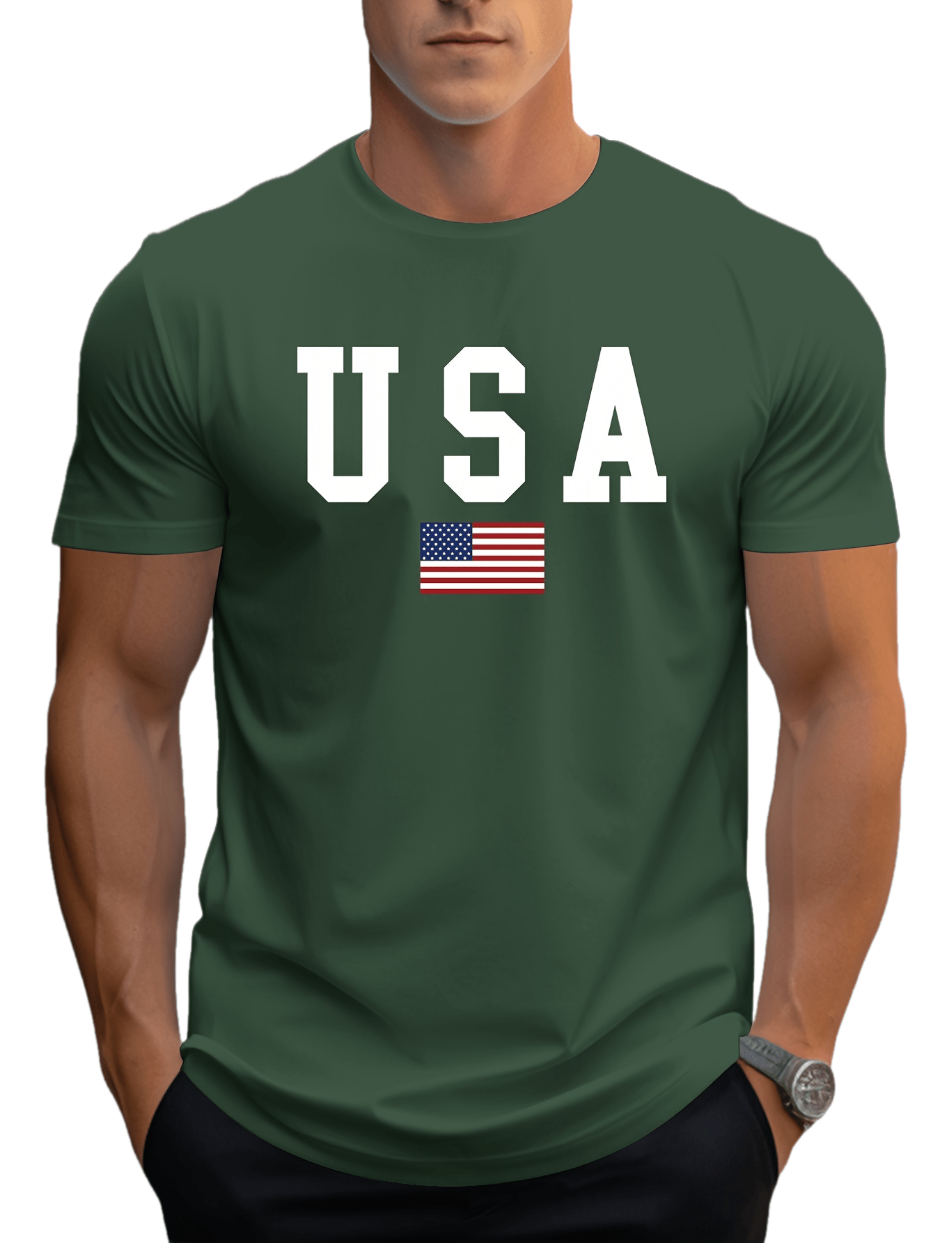 crew neck usa print mens fashionable summer short sleeve sports t shirt comfortable and versatile details 32