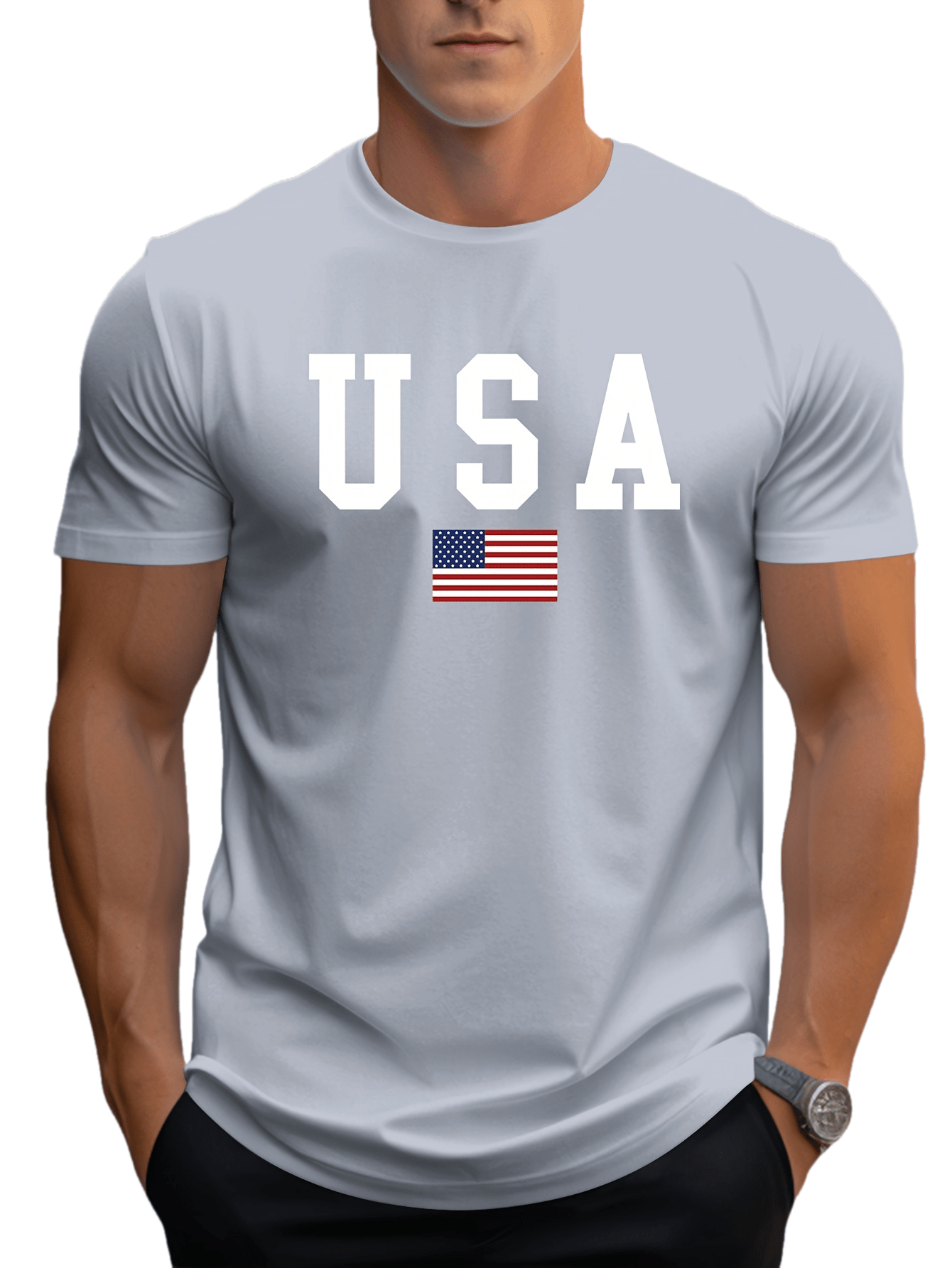 crew neck usa print mens fashionable summer short sleeve sports t shirt comfortable and versatile details 55