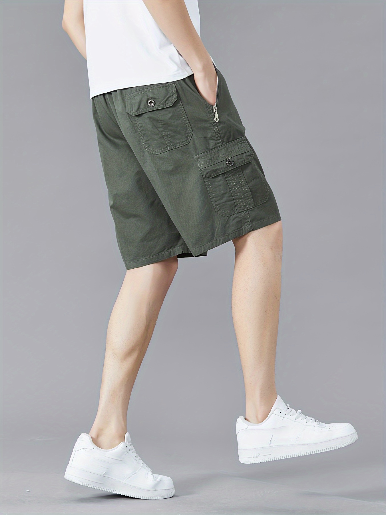   mens regular fit   waist cotton cargo shorts with   for summer outdoor   and work details 1