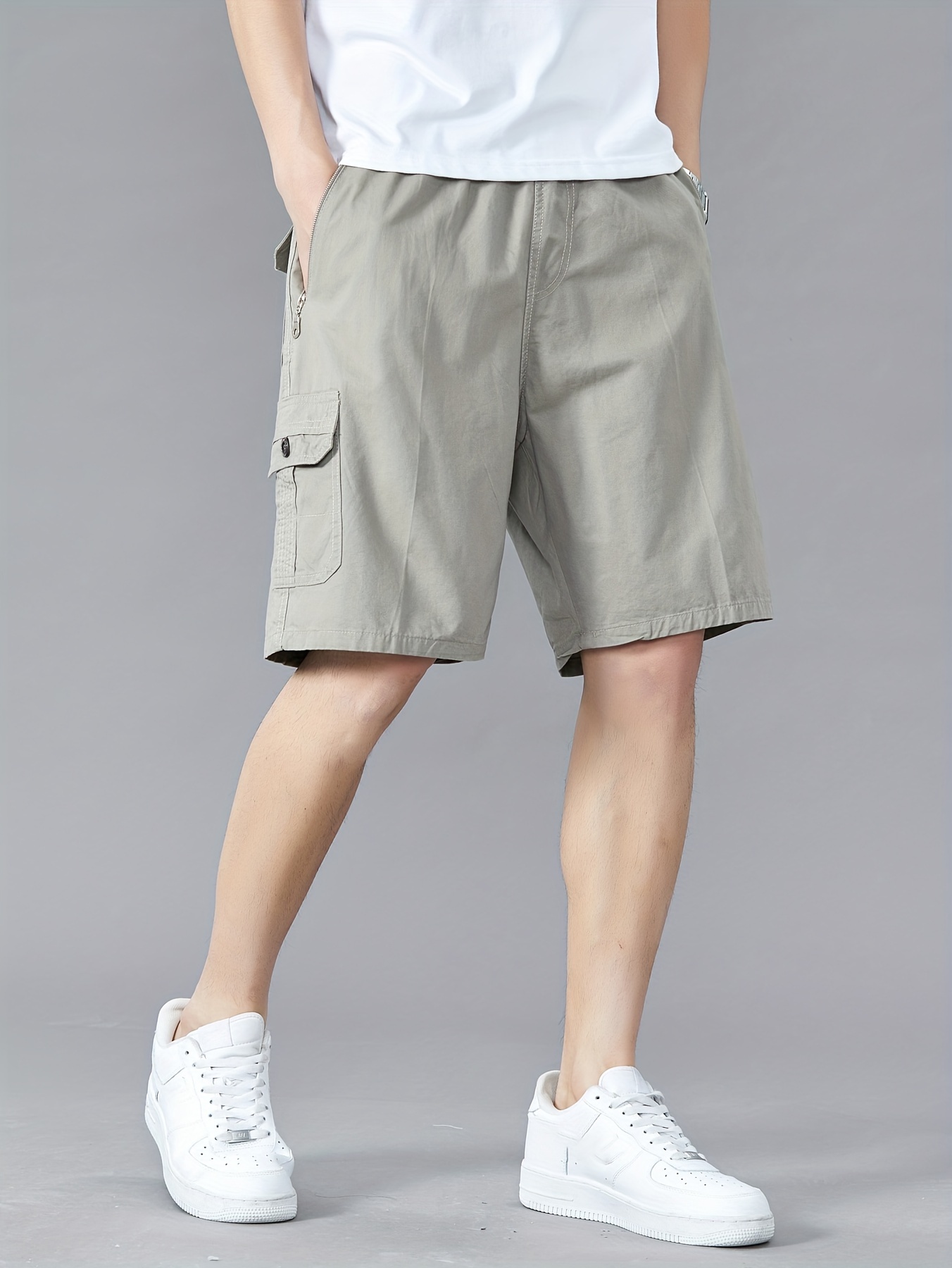   mens regular fit   waist cotton cargo shorts with   for summer outdoor   and work details 8