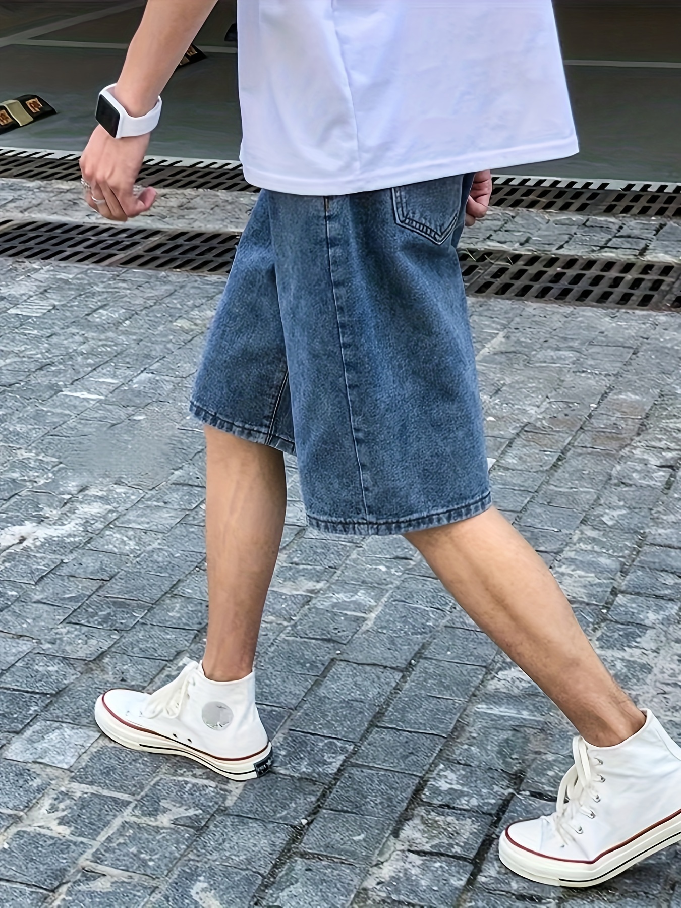 mens casual loose fit denim shorts knee length jorts with pockets summer   fashion details 2